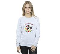 Disney Women's Mickey Mouse Mickey Minnie Christmas Sweatshirt Sport Grey Small