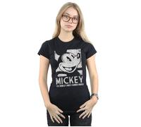 Disney Women's Mickey Mouse Most Famous Cotton T-Shirt in Black | Size: Large Disney Black L