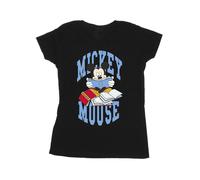 Disney Women's Mickey Mouse Reading Books Cotton T-Shirt in Black | Size: 2XL Disney Black 2XL