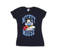 Disney Women's Mickey Mouse Reading Books Cotton T-Shirt in Navy | Size: Large Disney Navy L