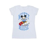 Disney Women's Mickey Mouse Reading Books Cotton T-Shirt in White | Size: Small Disney White S