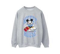 Disney Women's Mickey Mouse Reading Books Sweatshirt in Grey | Size: 3XL Disney Grey 3XL