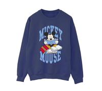 Disney Women's Mickey Mouse Reading Books Sweatshirt in Navy | Size: 2XL Disney Navy 2XL