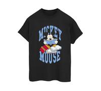 Disney Women's Mickey Mouse Reading Cotton Boyfriend T-Shirt in Black | Size: 5XL Disney Black 5XL