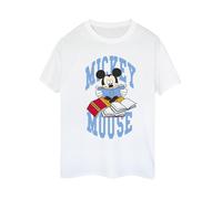 Mickey Mouse Reading Cotton Boyfriend T-Shirt Disney White XXXL