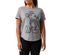 Disney Women's Mickey Mouse Sketch T Shirt, Grey, 8 UK