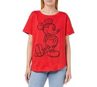 Disney Women's Mickey Mouse Sketch T Shirt, Red, 14 UK