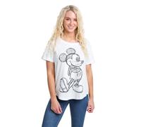 Disney Women's Mickey Mouse Sketch T Shirt, White, 12 UK