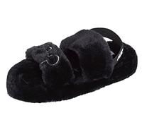 Disney Womens Mickey Mouse Slippers Faux Fur Sliders Black UK 7