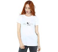 Disney Women's Mickey Mouse Whistle Boyfriend Fit T-Shirt White Small