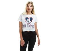 Disney Women's Mickey Oh Boy Cropped T-Shirt, White, Small