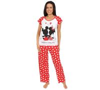Disney Womens Minnie and Mickey Mouse Perfect In Every Way Long Ladies Pyjama Set (18-20) Red