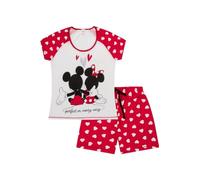 Disney Womens Minnie and Mickey Mouse Perfect In Everyway Short Ladies Pyjama Set (20-22) White