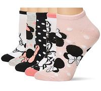 Disney Women's Minnie Mouse 5 Pack No Show Casual, Pink Black Multi, Sock 8-10 Fits Shoe Size 2-8.5 UK