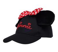 Disney Women's Minnie Mouse Baseball Cap Hat, 3D Ears and Polka Dot Bow with Embroidered Script, Black/Red, One Size