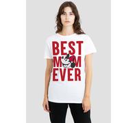 Disney Women's Minnie Mouse Best Mom Ever T-Shirt, White | Size: Large Disney White L