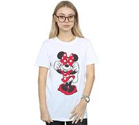 Disney Women's Minnie Mouse Bow Eyes Boyfriend Fit T-Shirt White Medium
