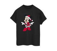 Disney Women's Minnie Mouse Christmas Boyfriend T-Shirt in Black | Size: 4XL Disney Black 4XL