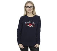 Disney Women's Minnie Mouse Christmas Holly Sweatshirt in Navy | Size: 2XL Disney Navy 2XL