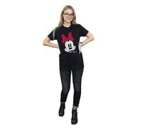 Disney Women's Minnie Mouse Distressed Cotton Boyfriend T-Shirt in Black | Size: 3XL Disney Black 3XL