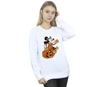 Disney Women's Minnie Mouse Halloween Cat Sweatshirt White Medium