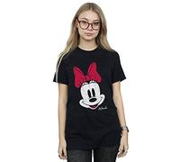 Disney Women's Minnie Mouse Head Boyfriend Fit T-Shirt Small Black