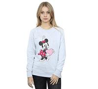 Disney Women's Minnie Mouse Love Heart Sweatshirt Sport Grey Large