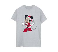 Disney Women's Minnie Mouse Mrs Claus Boyfriend T-Shirt in Grey | Size: XL Disney Grey XL