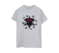 Disney Women's Minnie Mouse Snowflake Boyfriend T-Shirt in Grey | Size: 2XL Disney Grey 2XL