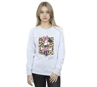 Disney Women's Minnie Mouse So Bowtiful Leopard Sweatshirt Sport Grey X-Large