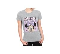 Disney Tshirt for Women | Minnie Mouse Womens T Shirt | Short Sleeve Womens T-Shirts | Grey X-Small