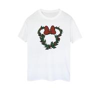 Disney Women's Minnie Mouse Wreath Cotton Boyfriend T-Shirt in White | Size: 5XL Disney White 5XL