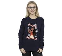 Disney Women's Moana Happy Holidays Sweatshirt Navy Blue Medium