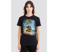 Disney Women's Moana Poster T-Shirt, Black | Size: Large Disney Black L