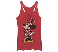 Disney Women's Modern Vintage Minnie Shirt, Red Heather, X-Large