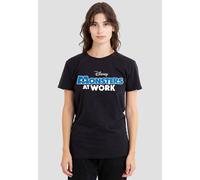 Disney Women's Monsters At Work Logo Dark T-Shirt, Black | Size: Small Disney Black S