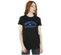 Disney Women's Monsters University Logo Cotton Boyfriend T-Shirt in Black | Size: Small Disney Black S