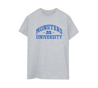Disney Women's Monsters University Logo Cotton Boyfriend T-Shirt in Grey | Size: Medium Disney Grey M