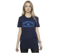 Disney Women's Monsters University Logo Cotton Boyfriend T-Shirt in Navy | Size: Medium Disney Navy M