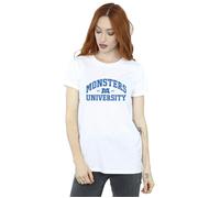 Disney Women's Monsters University Logo Cotton Boyfriend T-Shirt in White | Size: 4XL Disney White 4XL