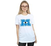 Disney Women's Monsters University Monster M Cotton Boyfriend T-Shirt in White | Size: 2XL Disney White 2XL