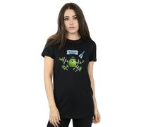 Disney Women's Monsters University Taped Mike Cotton Boyfriend T-Shirt in Black | Size: Medium Disney Black M