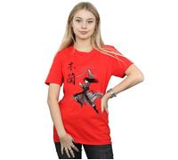 Disney Women's Mulan Movie Sword Jump Cotton Boyfriend T-Shirt in Red | Size: Medium Disney Red M