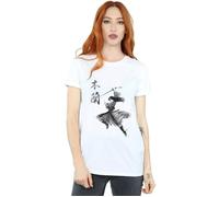 Disney Women's Mulan Movie Sword Jump Cotton Boyfriend T-Shirt in White | Size: Large Disney White L