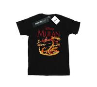 Disney Women's Mulan Mushu Dragon Fire Cotton Boyfriend T-Shirt - Black - Black - 3XL
