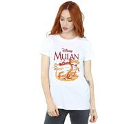 (M, White) Disney Womens/Ladies Mulan Mushu Dragon Fire Cotton Boyfriend T-Shirt