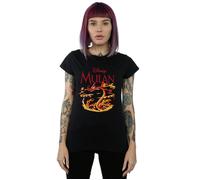 Disney Women's Mulan Mushu Dragon Fire Cotton T-Shirt in Black | Size: Small Disney Black S