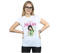 Disney Women's Mulan Pink Magnolia Cotton T-Shirt in White | Size: Medium Disney White M