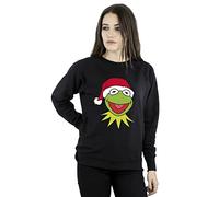 Disney Women's Muppets Kermit Christmas Head Sweatshirt Black XX-Large