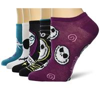 Disney Women's Nightmare Before Christmas 5 Pack No Show Socks Casual, White Teal Multi, 8-10 UK